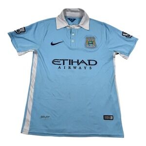 Manchester City Jersey Mens Small Blue Soccer Nike Dri Fit Kun Aguero EPL